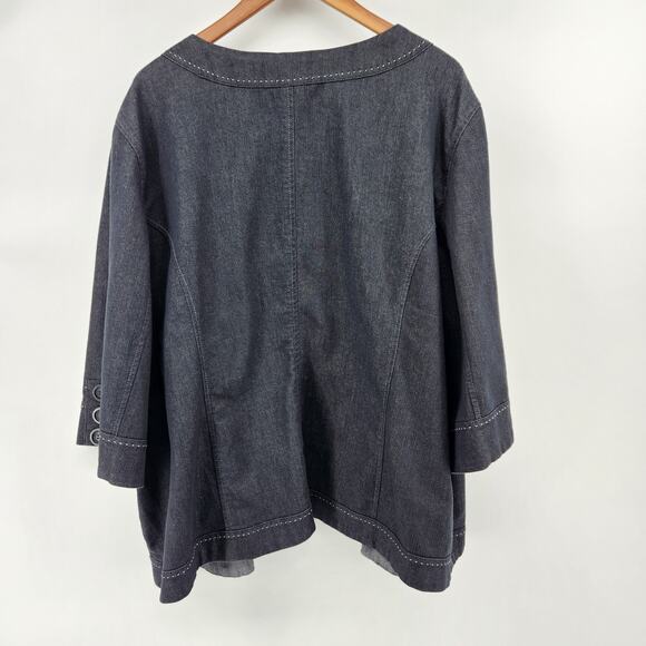Liz & Me Platinum Collection Women's 2X 22/24W Denim Open Front Jacket - Picture 2 of 6